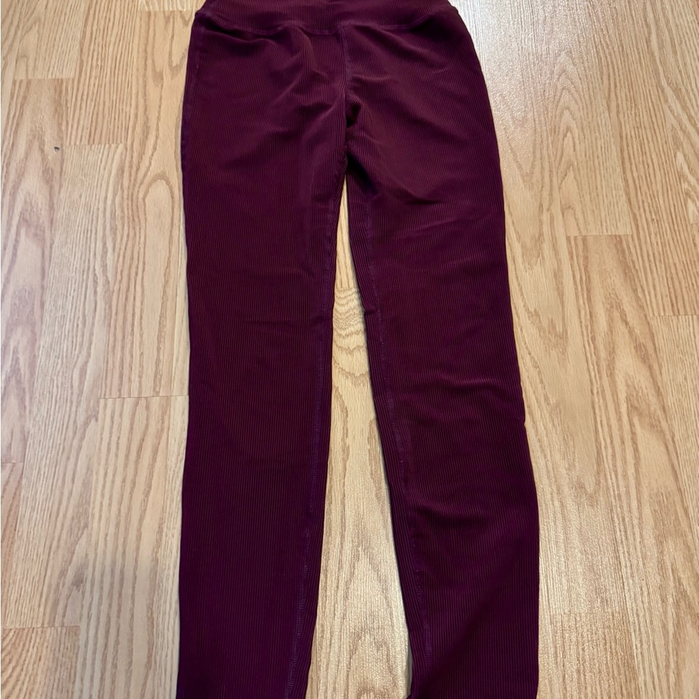 Five Burgundy Ribbed Leggings